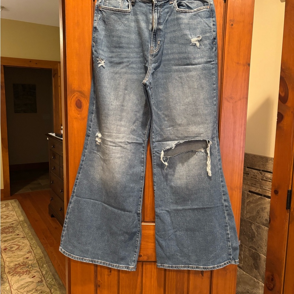 a.n.a Distressed wide leg Jeans in Blue